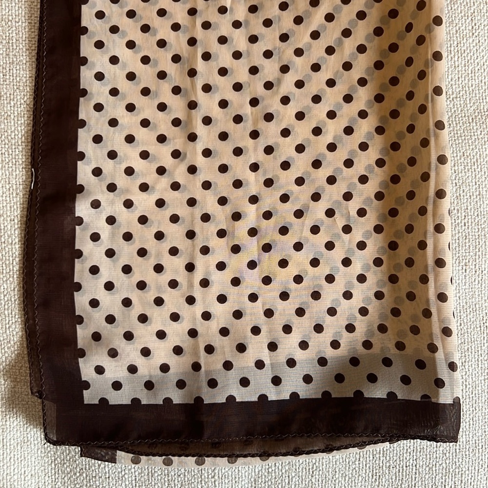 Polka Dot Sheer Cream and Brown Scarf